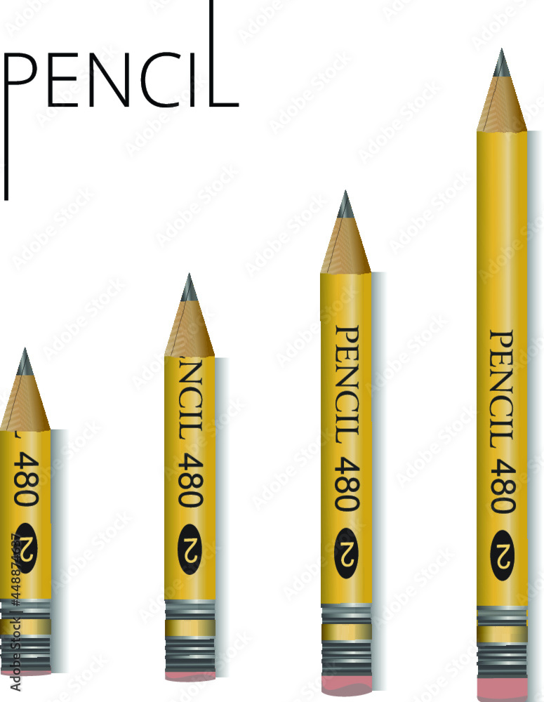 4 Graphite Pencils. Realistic Pencils Of Different Sizes, Yellow
4 Graphite Pencils. Realistic Pencils Of Different Sizes, Yellow