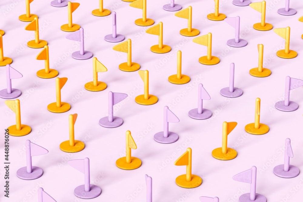 Purple and yellow plastic flags Purple and yellow plastic flags