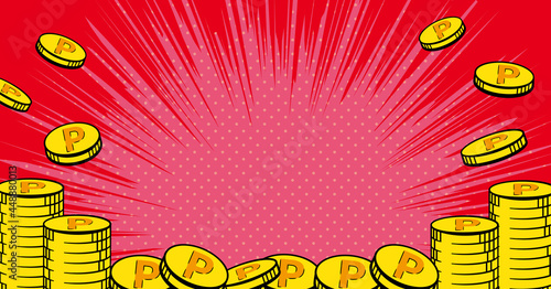 アメコミ風　コイン　デザイン