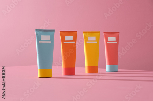 Blank tubes cosmetic of pastel colors