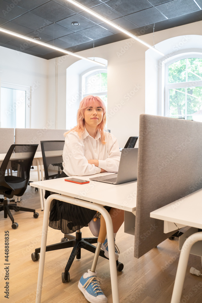 Stylish Woman With Disability Portrait At Office Stylish Woman With Disability Portrait At Office