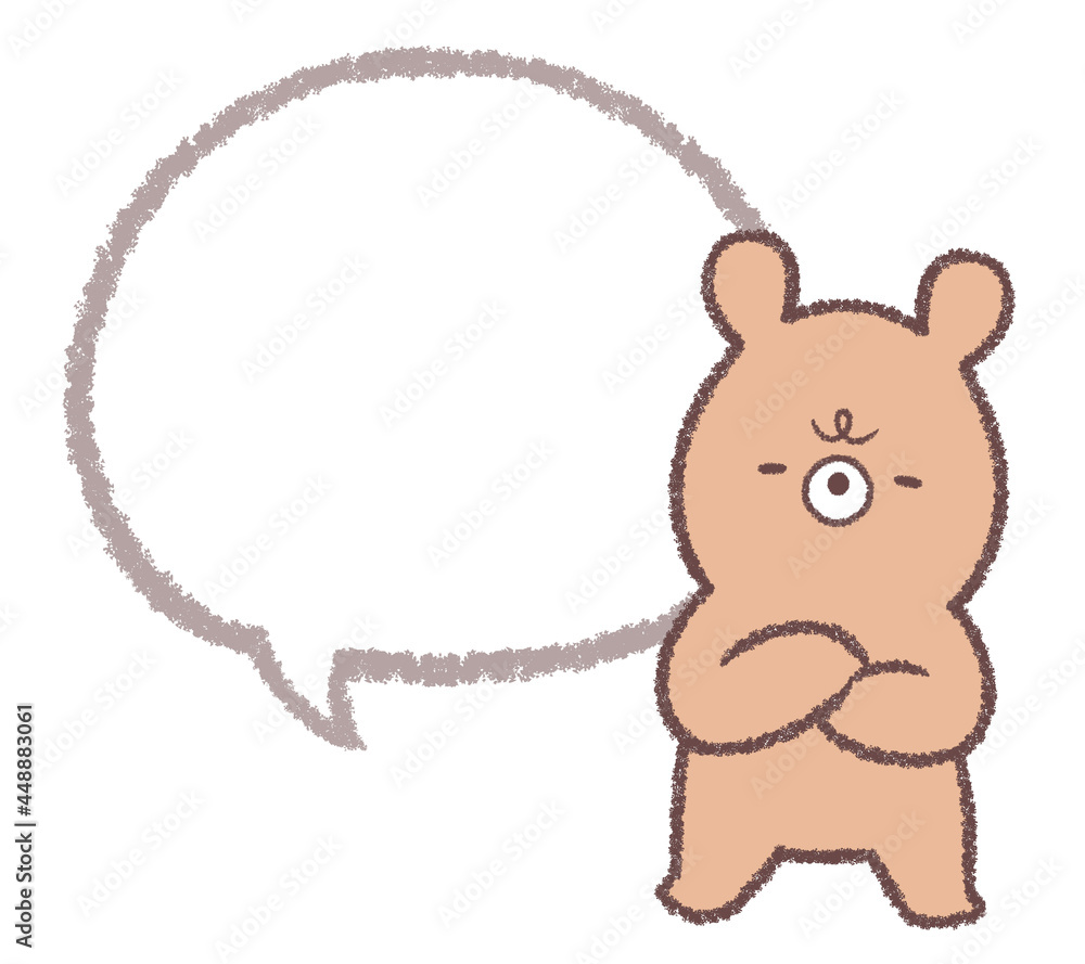 悩むクマと線画フキダシ 悩むクマと線画フキダシ