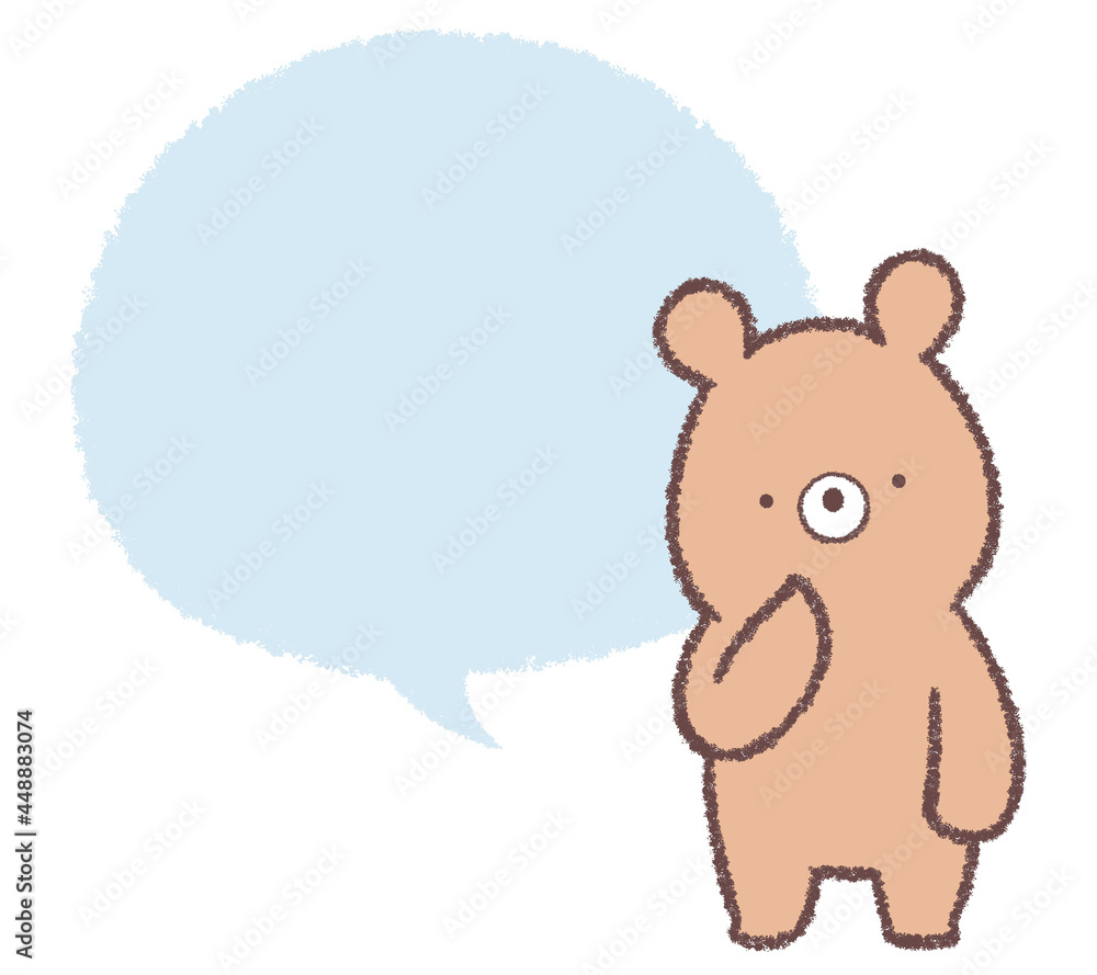 Fototapeta premium 首をかしげるクマとフキダシ