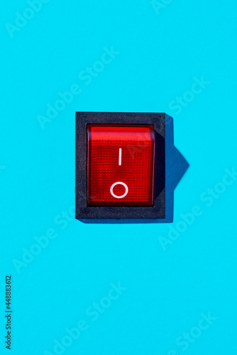 red button in power-off position