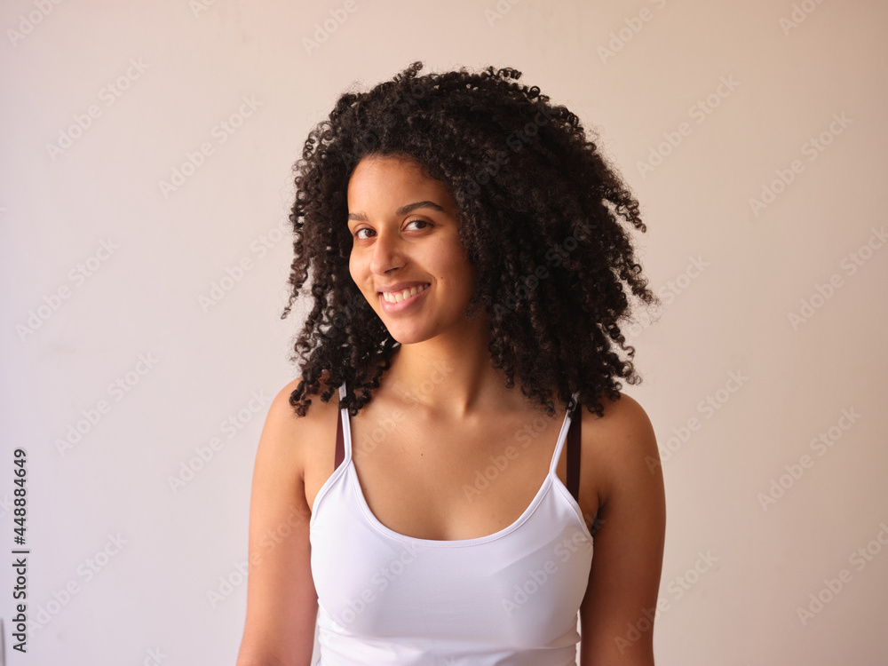 Attractive Black woman in top. Attractive Black woman in top.