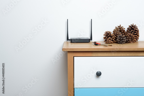 Wi-Fi router in the interior of the house
