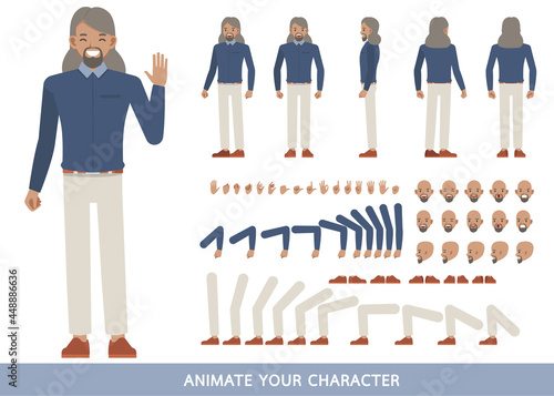 Businessman wear blue shirt and yellow trousers character vector design. Create your own pose.