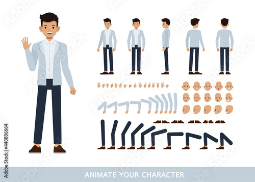 Businessman wear blue suit character vector design. Create your own pose.