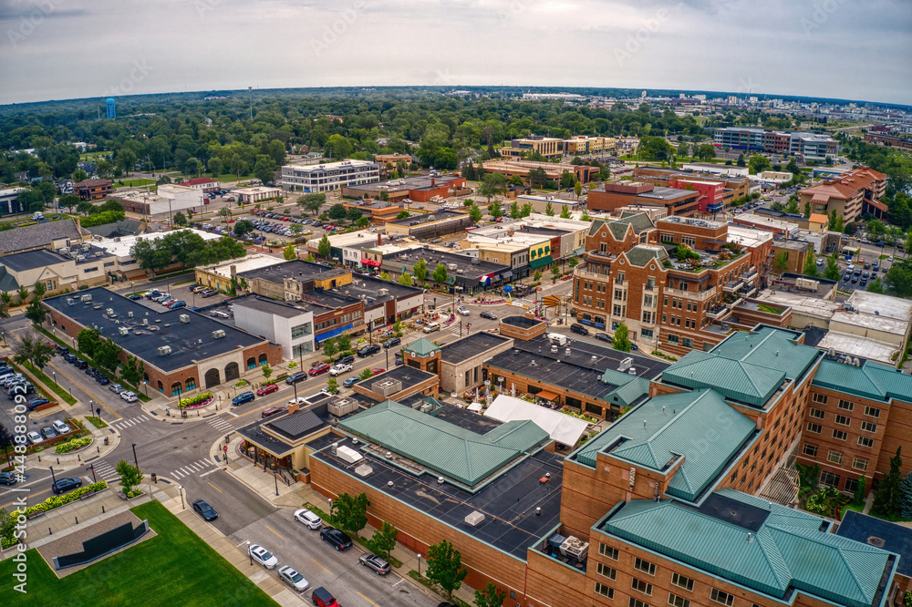 Aerial View of Midland, Michigan during Summer