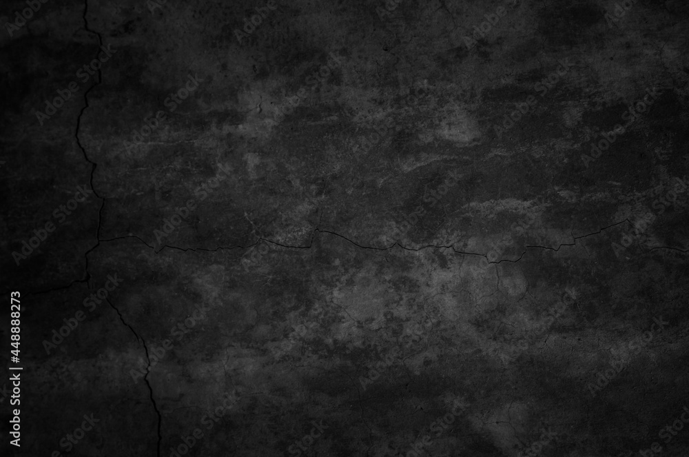 Art black concrete stone texture for background in black. Abstract color dry scratched surface wall grey dark detail covering.