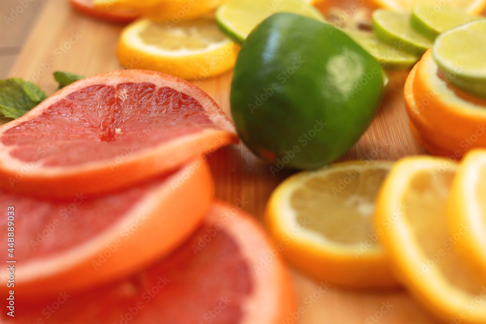 Citrus Fruit Slices on Charcuterie Board Citrus Fruit Slices on Charcuterie Board