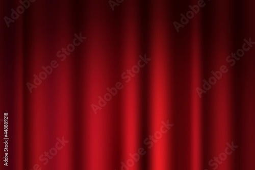 Red theater curtain. Burgundy curtain with footlight lighting. Vector illustration. Stock image.