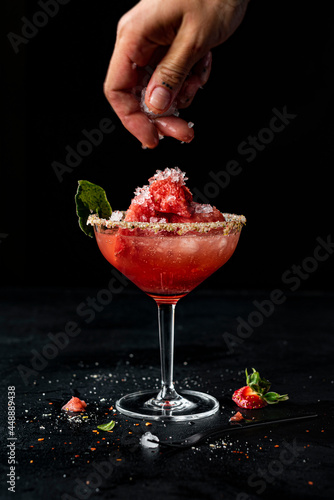 Watermelon and strawberry cocktail photo