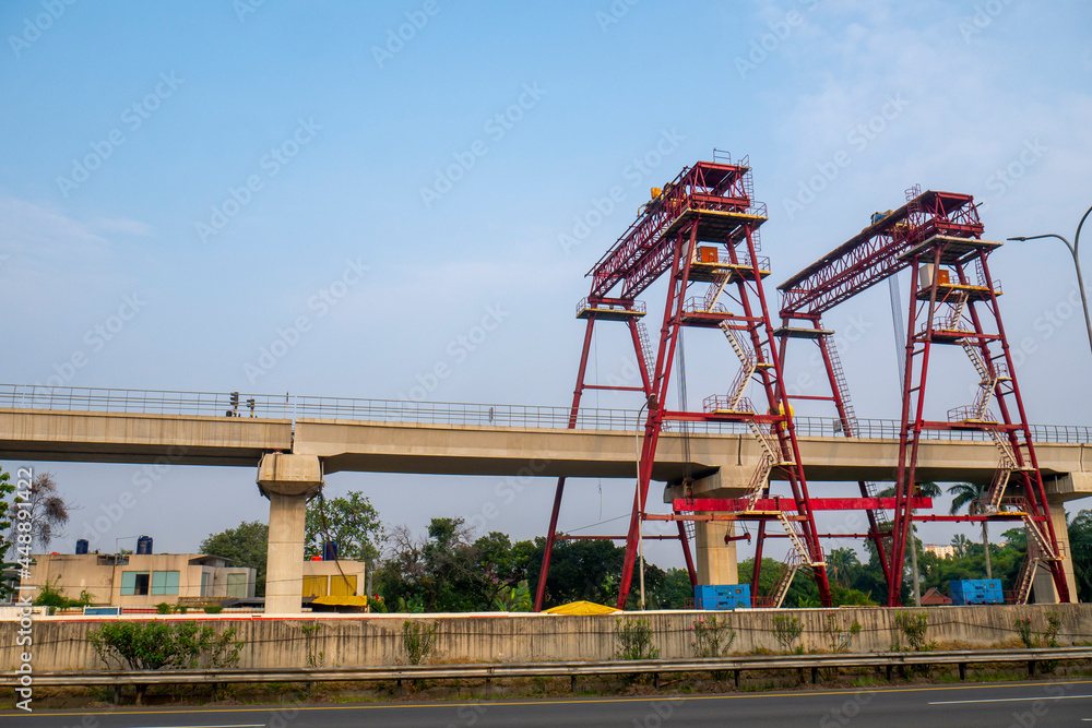 Depok, Indonesia - July 31st 2021 : situation at tower controll for monitor Lock Rapid Transit development, during local lockdown Depok, Indonesia - July 31st 2021 : situation at tower controll for monitor Lock Rapid Transit development, during local lockdown
