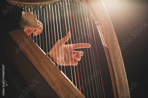 hands play the harp photo