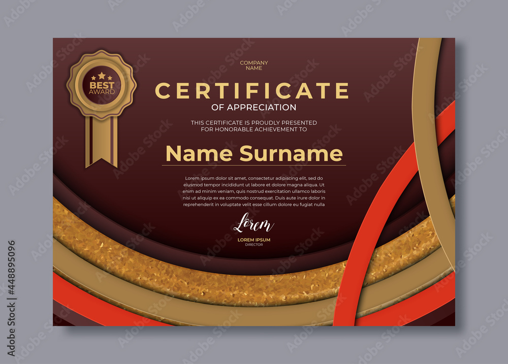 Elegant certificate of achievement template with golden shapes Stock ...