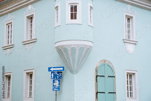 Blue door and house  photo