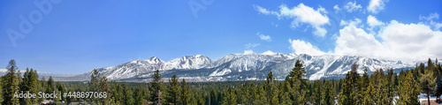 Landscape of snowy mountains, Mammoth Lakes, California