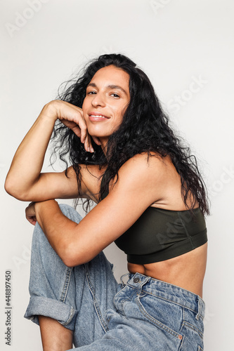 Smiling cute hispanic model photo