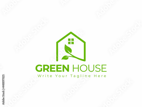 Green Real Estate Logo Design Template Concept For Leave