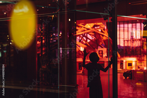 A girl in a shopping center.