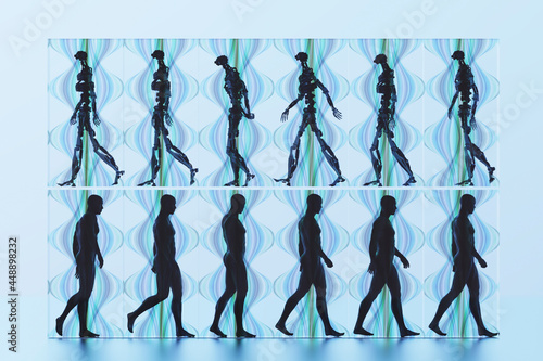 Walking men and androids