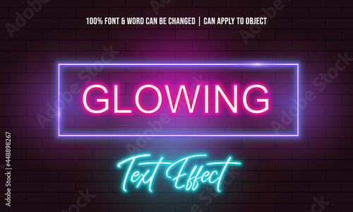 editable neon light text effect