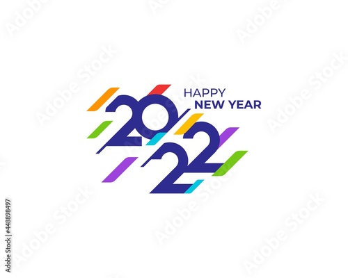 Celebrate Happy New Year 2022 Greeting banner logo illustration, Colorful 2022 new year vector