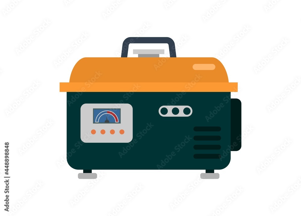 Portable power generator engine. Simple flat illustration Portable power generator engine. Simple flat illustration