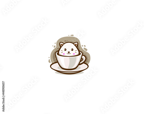 Cat Coffee Drink Doodle Art, Illustation