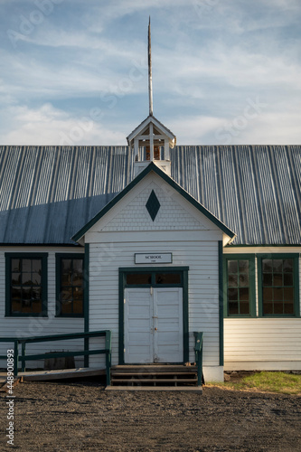 the front door of a small rural school photo