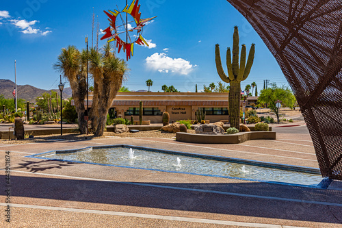 The Carefree Desert Garden Sundial in Arizona is the largest sundial in the United States. It accupies a beautiful desert garden.