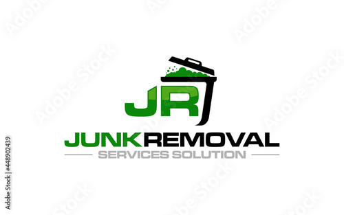 Illustration vector graphic of junk removal solution services logo design template