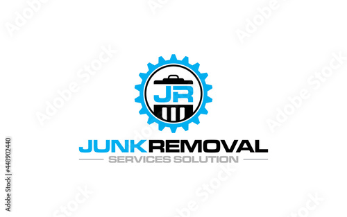 Illustration vector graphic of junk removal solution services logo design template