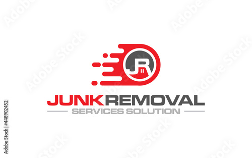 Illustration vector graphic of junk removal solution services logo design template