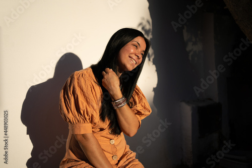 Gorgeous aboriginal woman portrait smiling photo