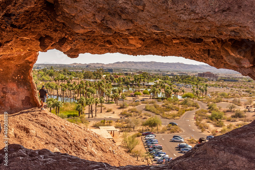 Hole in the Rock is a geological formation at Papagp Park located in Phoenix and Tempe, Arizona. photo