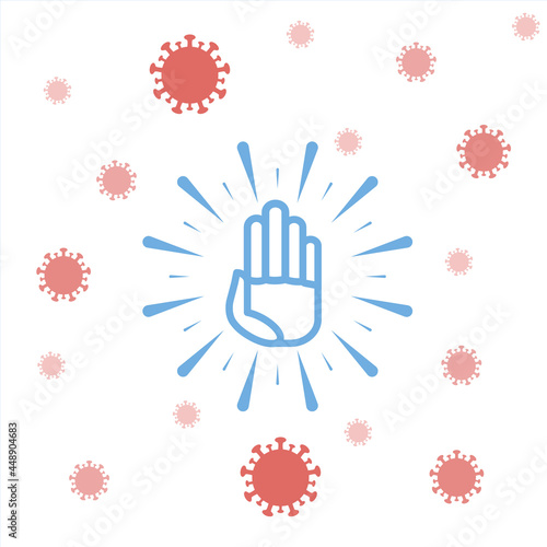 Hand stop coronovirus isolated on white.