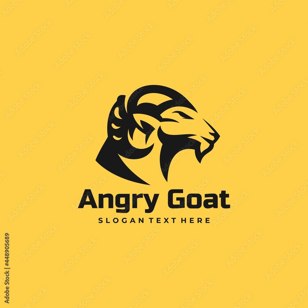 Vector Logo Illustration Angry Goat Silhouette Style. Vector Logo Illustration Angry Goat Silhouette Style.