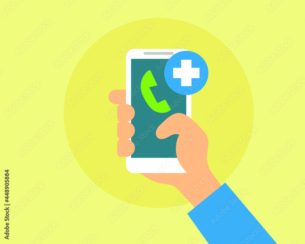 Online medicine concept : Hand hold a smartphone. Cartoon vector style for your design. Online medicine concept : Hand hold a smartphone. Cartoon vector style for your design.