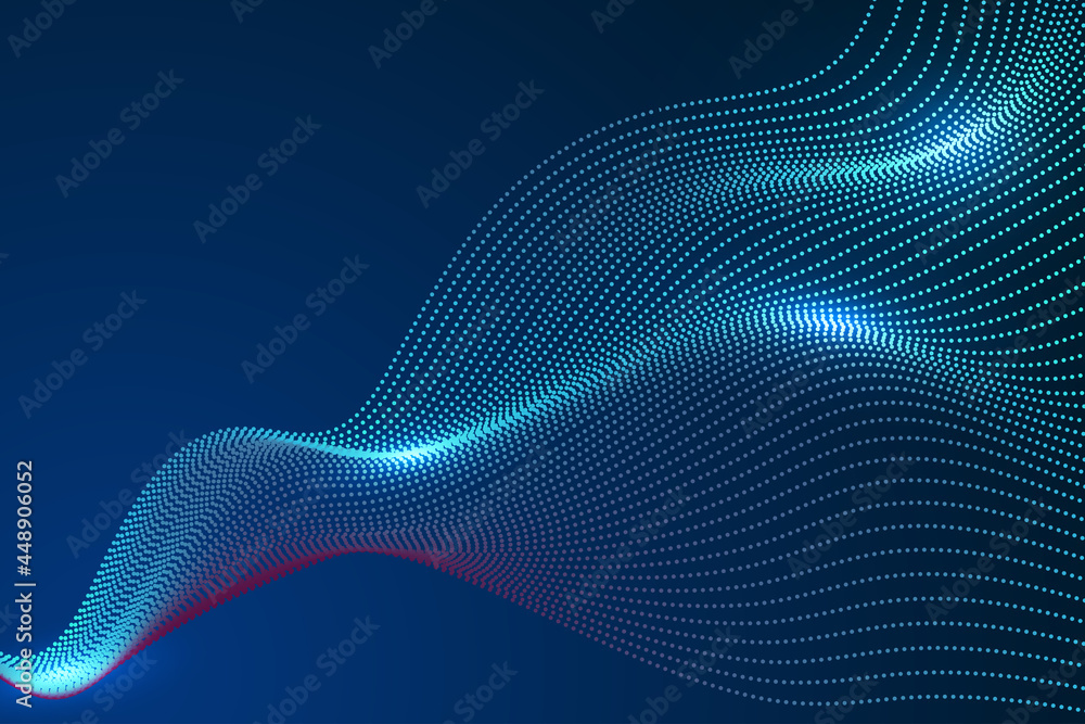 Blue wave wave particle line Internet big data background Blue wave wave particle line Internet big data background