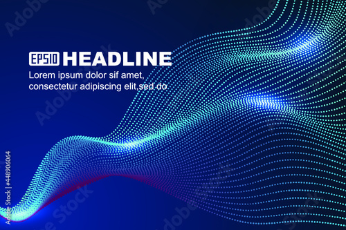 Blue wave wave particle line Internet big data background