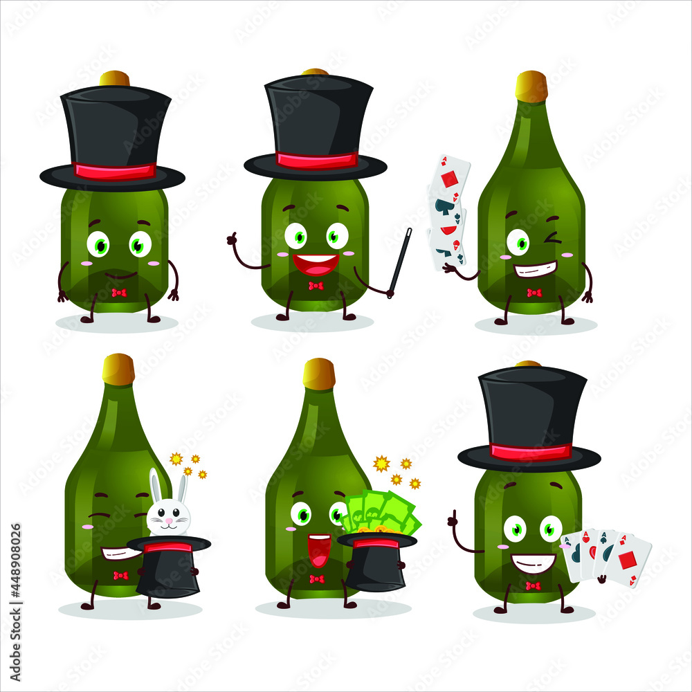 A champagne Magician cartoon character perform on a stage. Vector illustration A champagne Magician cartoon character perform on a stage. Vector illustration