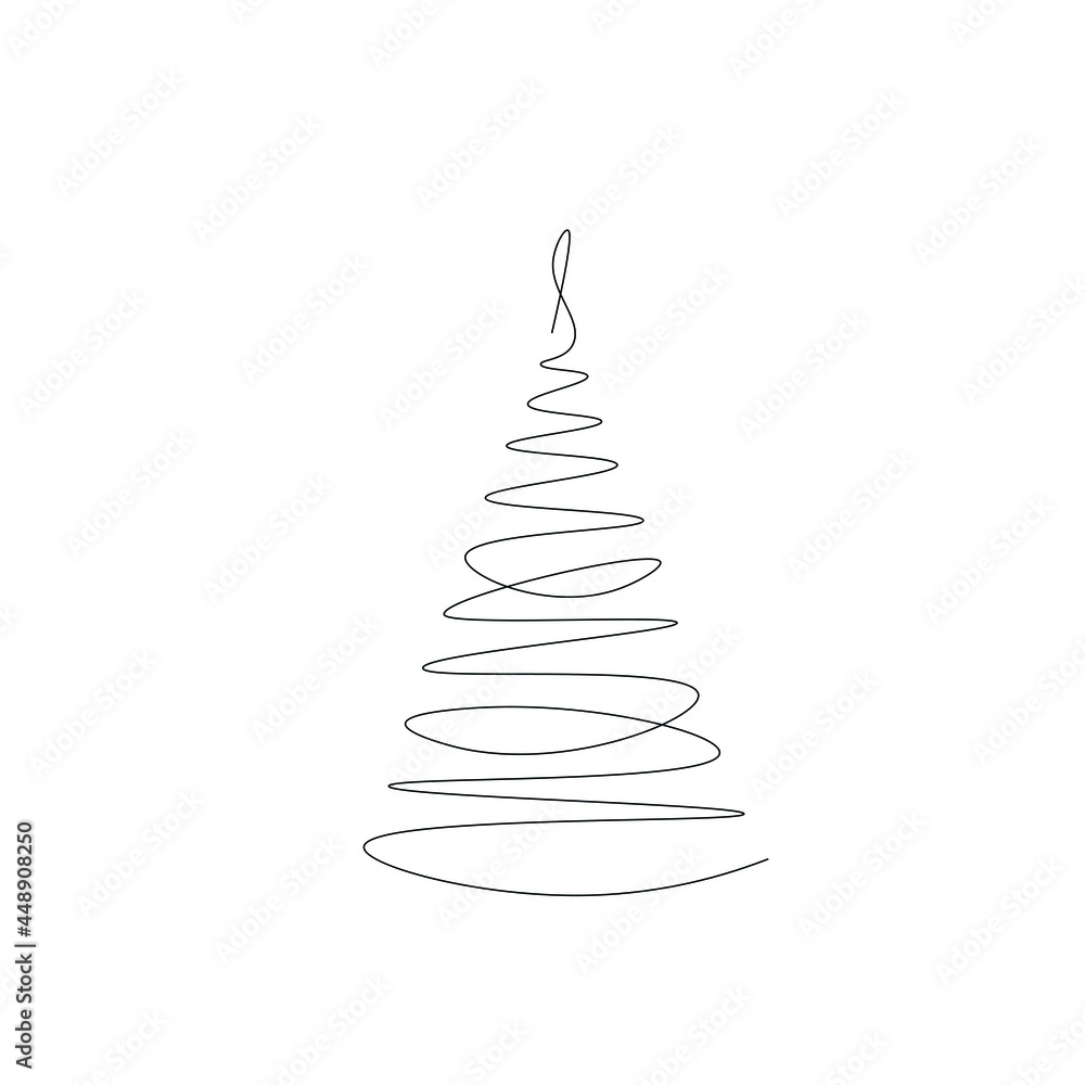 Christmas tree silhouette line drawing vector illustration Christmas tree silhouette line drawing vector illustration