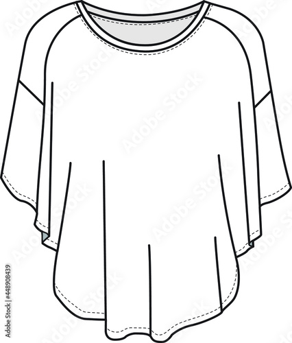 Poncho style technical fashion vector illustration.