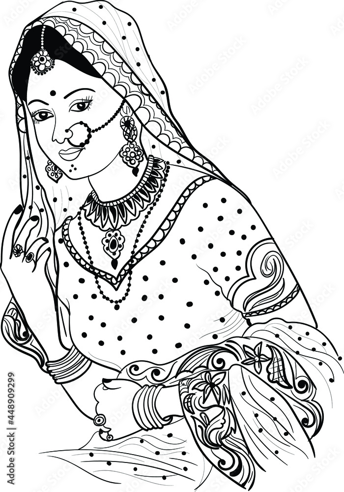 Indian wedding clip art, beautiful bride adornment Indian traditional ...