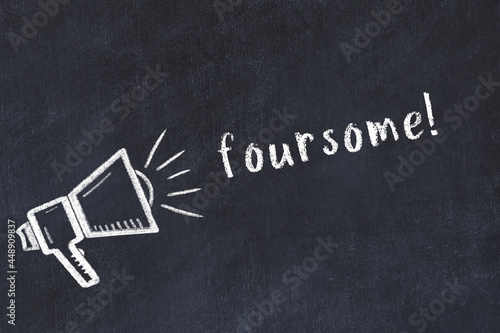 Photography Chalk sketch of loudspeaker and inscription foursome