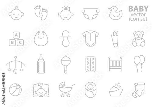 Baby, newborn, kid, childhood vector icon set. 