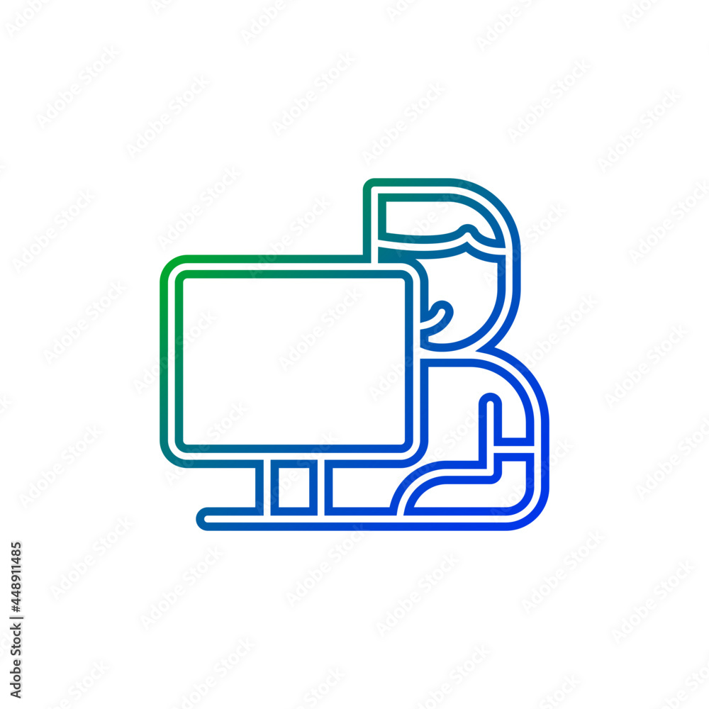 Man and laptop icon Man and laptop icon