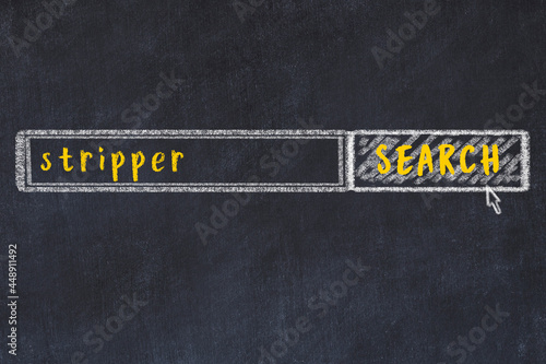 Search engine concept. Looking for stripper. Simple chalk sketch and inscription photo